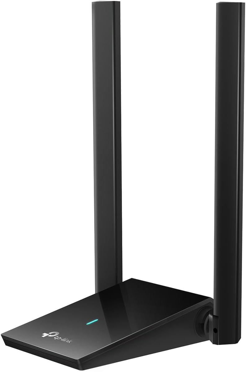 AX1800 High Gain Dual Band Wi-Fi 6 USB AdapterSPEED: 1201 Mbps at 5 GHz + 574 Mbps at 2.4 GHzSPEC: 2× High Gain External Antennas, USB 3.0, Extension CableFEATURE: MU-MIMO, OFDMA, WPA3 ARCHERTX20UPLUS