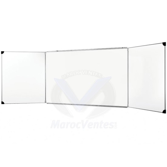 TABLEAU MAGNÉTIQUE BLANC 1.00M X 4.00M AVEC VOLETS LATÉRAUX RABATTABLES 1.00M X 4.00M