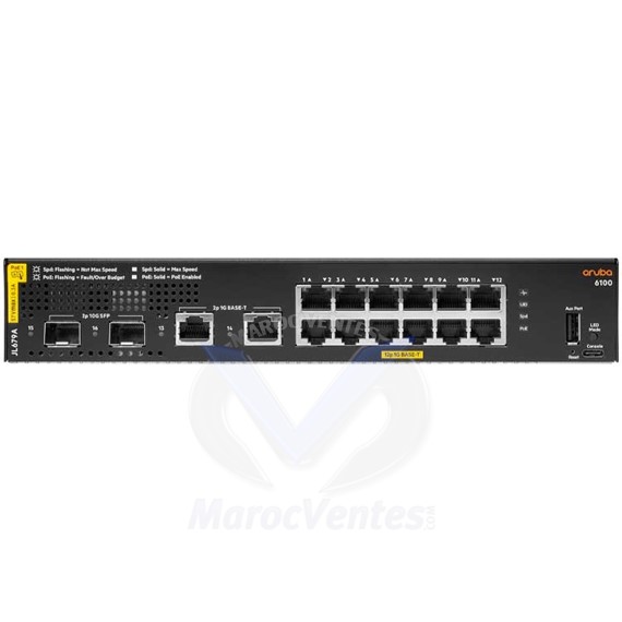 Aruba 6100 12G CL4 2SFP+ 139W Swch [12 ports 10/100/1000 PoE + 2 ports SFP+,L2, Managed] JL679A
