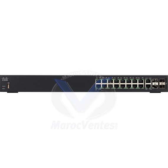 Switch 16 ports Gigabit + 2 ports combo Gigabit Ethernet / SFP + 2 ports SFP SG350-20-K9-EU