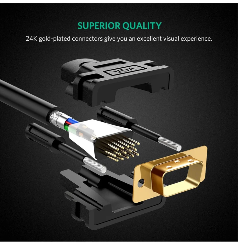 Ugreen Cable VGA Male to Male 2M 11646