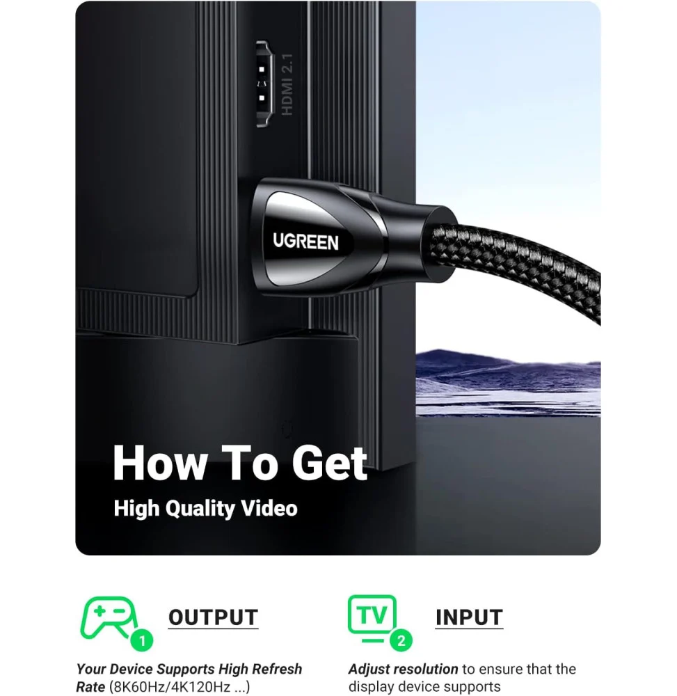 Ugreen Cable HDMI 2.1 Male to Male 2M 80403